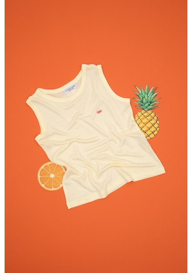 U.S. Polo Assn. Kız Çocuk Limon Kolsuz Basic Tişört 50306215-VR035