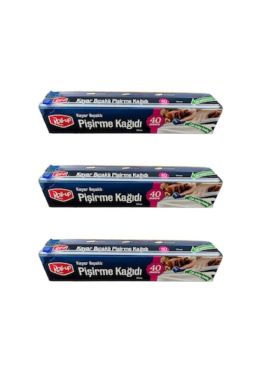 Roll-up Kayar Bıçaklı Beyaz Yağlı Fırın Tepsi Pişirme Kızartma Kağıdı 3'lü 37 CM x 40 M