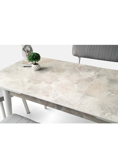 Mobilgen Rambla 120+30 Kelebek Tekno Kenar Hg Açılabilir Masa Mermer Desen