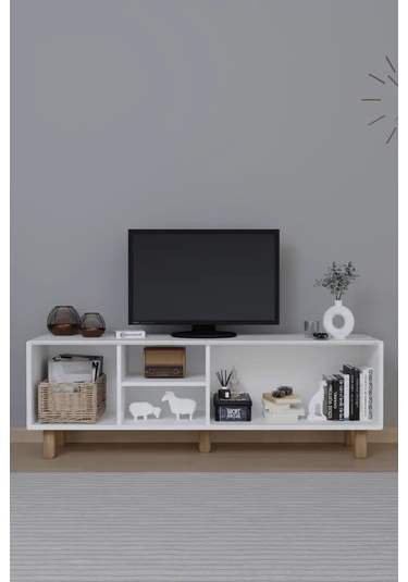 Bohem Serisi Natura Mat Beyaz Tv Ünitesi Beyaz
