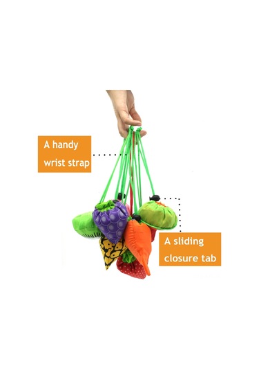 Geekyou 10 Adet Meyve Desenli Yeniden Kullanılabilir Alışveriş Çantaları - Katlanabilir, Taşınabilir, 20 Pound Yük Kapasitesi, Ekonomik Ve Dayanıklı Diğer