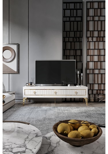 180 CM KLAS MDF MEBRAN KAPAK EKRU GOLD