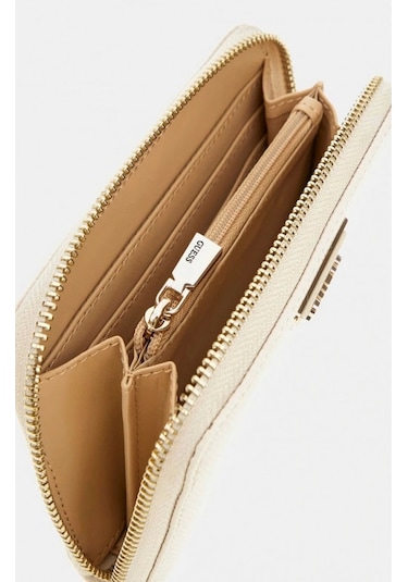 Guess Kadın Gri Laurel Saffiano Mini Cüzdan Ekru