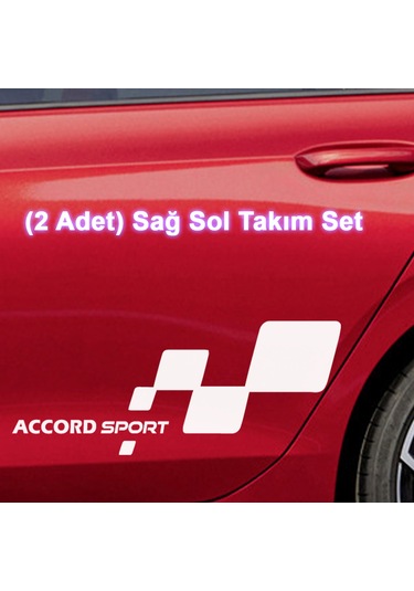 2 Adet Accord Sport Sticker - Accord Sticker - Kapı Altı Sticker - 60cm X 24cm - Beyaz