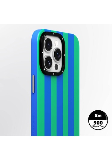 İphone 14 Pro Uyumlu Kılıf Magsafe Şarj Özellikli Youngkit Striped Piano Keys Serisi Kapak Mavi