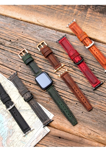 Apple Uyumlu Watch 42 44 45 49 Mm Ultra Deri Kordon Crazy