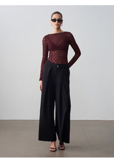 Dilvin 72665 İnce Kemerli Pantolon-siyah