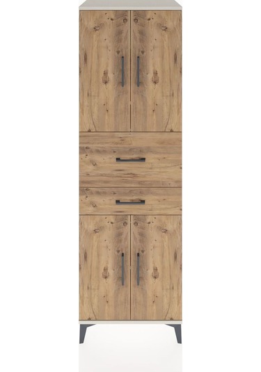 Hyperion Dolap 4 Raflı 2 Çekmeceli 4 Kapaklı 60x44x195 Aytaşı-çam Antrasit