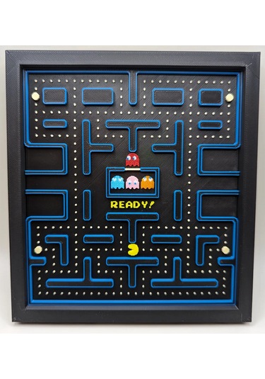 Pac-man Level 1 3d Baskı Tablo Çerceve