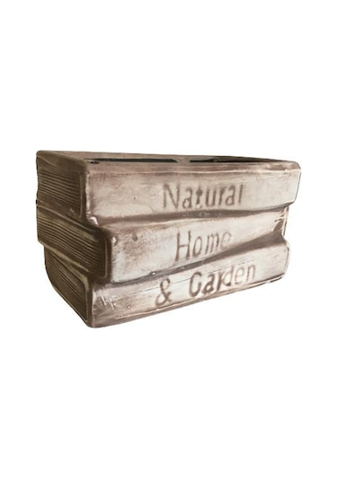 Büyük Boy Dekoratif Eskitme Kitap Saksı Kahve Köpüğü