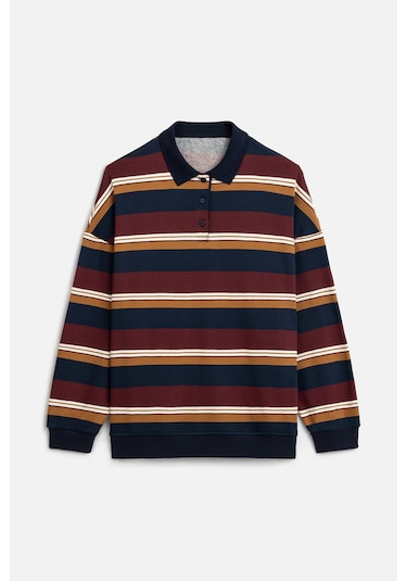 Manuka Polo Yaka Oversıze Sweatshırt Bordo Bordo