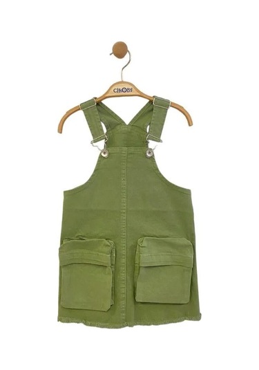 Kız Çocuk Dokuma Etekli Salopet-13862 Haki