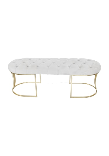 VİEGO GOLD BEYAZ-Kapitoneli Model Puf&Bench&Koltuk-Oturak-Uzun Makyaj Puff-Yatak Odası Ucu&Önü