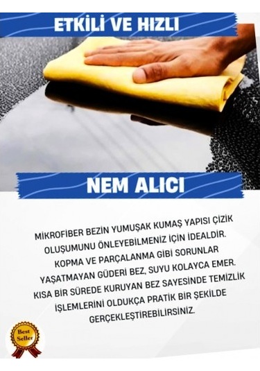 2 Adet Polikur 3210 Filli Mikrofiber Güderi Büyük Boy Süper Lüx Oto Kurulama Bezi 54x68 Cm.