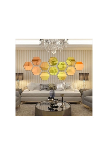 Altıköşe Altıgen Geometrik Hexagon 3Mm Cam 18X16 Duvar Boy Aynası