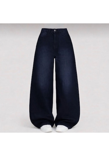 St.poll Unisex Baggy Jeans Lacivert
