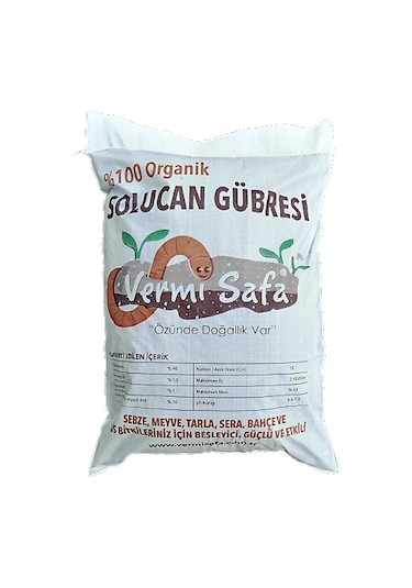 %100 Organik Vermisafa Katı Solucan Gübresi 10 KG Lamine Çuvallı
