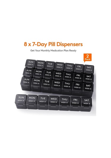 Likeable 28 Günlük Hap Kutusu, 4 Haftalık Bir Aylık Hap Kutusu, Büyük Bölmeli Vitaminler Için Ilaç Düzenleyici, 2'li Paket