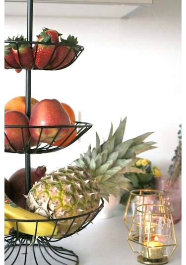 Nilşah 3 Katlı Frezya Metal Meyvelik