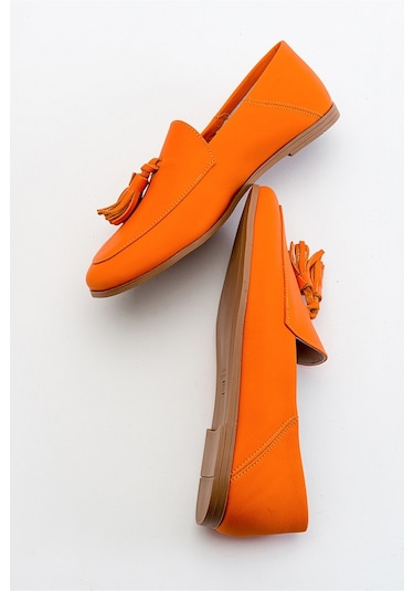 Luvishoes F04 Turuncu Cilt Hakiki Deri Ayakkabı Turuncu