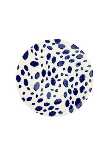 Tulu Porselen Lido Puantiyeli Servis Tabağı - Mavi - 25 Cm Mavi