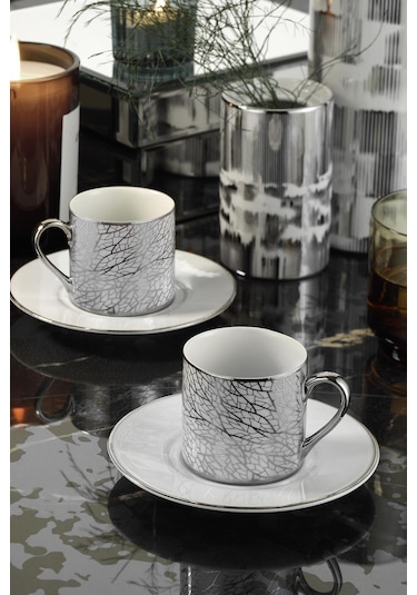 Kütahya Porselen Rüya 11430 Desen Platin Kahve Takımı Platin