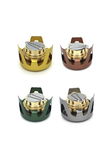 Bakır Alaşımlı Taşınabilir Mini Ultra Hafif Ruh Brülör Alkol Sobalar Açık Kamp Yürüyüş Sobalar Fırın Gri