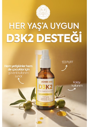 Vitamin D3&k2 İçeren Sıvı Takviye Sprey 20 ML