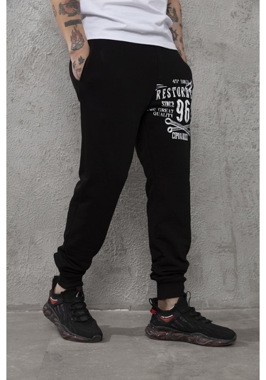 Cr156 Restoration Baskılı Erkek Eşofman Altı Siyah