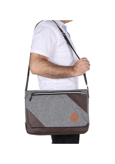 Strong 15.6 Inch Laptop Bölmeli Omuz Askılı Postacı Çantası Kft03 Gri