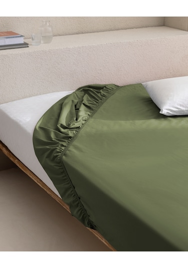 Manon Tek Kişilik %100 Pamuk Ranforce Lastikli Çarşaf - Haki Çok Renkli