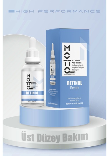 Motto Plus Professional %1 Retinol Kırışıklık Önleyici -gözenek Sıkılaştırıcı Üst Düzey Yenileyici Peeling Bakım Serumu 30ml