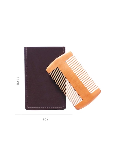 Sakal Tarağı Sakal Ahşap Tarak, Bıyık Tarağı Ahşap Deri Kılıflı