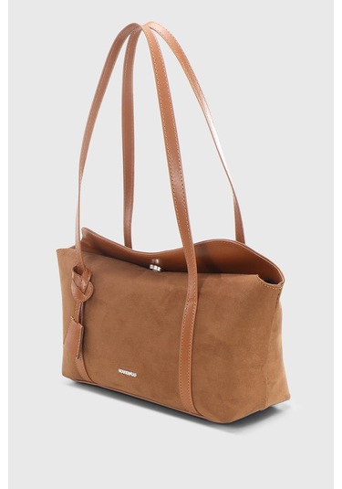 Süet Taba Kapaklı Bowling Omuz Çantası 270 Süet Taba