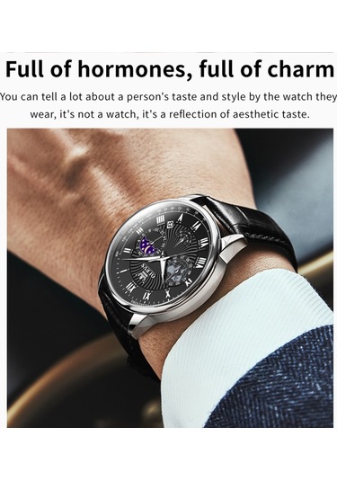 Olevs 2893 Erkekler Çok Fonksiyonlu İş Kuvars Saat Siyah