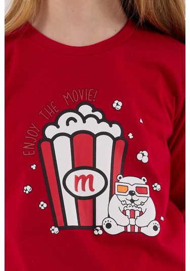 Rolypoly Kız Çocuk Uzun Kol Pijama Takım Kırmızı-1746 Kırmızı