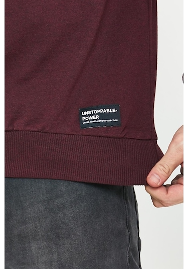 MMetalic Basic Bisiklet Yaka Erkek Sweatshirt Bordo