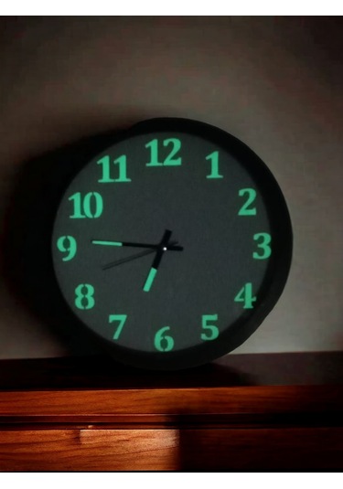 Fosforlu Gece Karanlıkta 5 Saat Parlayan Duvar Saati Çap 30 Cm Beyaz