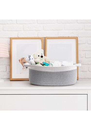 Oval Jüt Düzenleyici Sepet 30cm X 12cm Gribeyaz