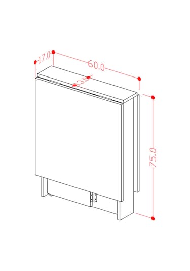 Asra Trend Katlanır Mutfak Yemek Masası KM-32 %100 MDF Akıllı Çalışma Masası Antrasit