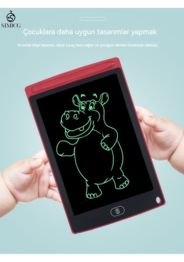 10 İnç Lcd El Yazısı Tableti Lcd Elektronik Tek Ekran Yüksek Parlaklık Gül Kırmızısı