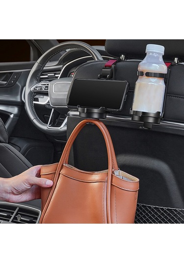 Yifomall Araç Koltuğu İçin 2'li Fonksiyonel Askılı Bardak Tutucu - Telefon Ve Bardak Organizer 5-8cm