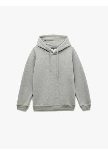 Koton Şardonlu Uzun Kollu Basic Kapşonlu Sweatshirt Gri 6wam70015mk Gri