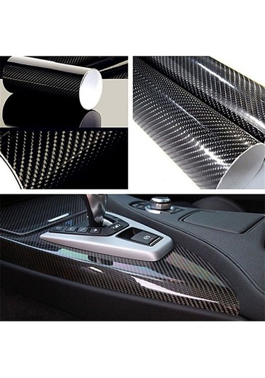 5d Karbon Fiber Folyo Ultra Parlak Hava Kanallı Araç Döşeme Kaplama Folyosu 30 Cm X 1 Metre
