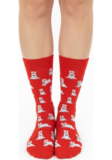 Gost Liria Rabbit Socks Desenli Unisex Soket Çorap Kırmızı