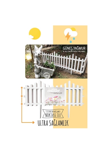Dekoratif Bahçe Çiti Plastik Çit Peyzaj Koruma Panel Çit 1 Adet 59 Cm Beyaz