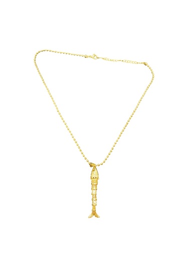 Hareketli Balık Model Uçlu Altın Kaplama Gold Renk 316l Çelik Kadın Kolye - Deniz Temalı Tasarım Altın