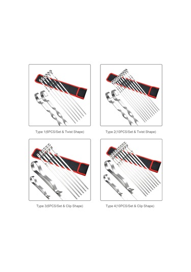 Jeemson 6 Adet Çelik Mangal İğnesi, Gıda Seviyesi 304 Paslanmaz Çelik, Nilon Çantalı, Sabit Pişirme, Outdoor Mangal Araçları Çok Renkli