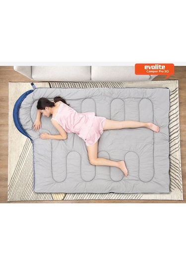 Evolite Camper Pro SQ Birleştirilebilir 2 Kişilik Uyku Tulumu Mavi