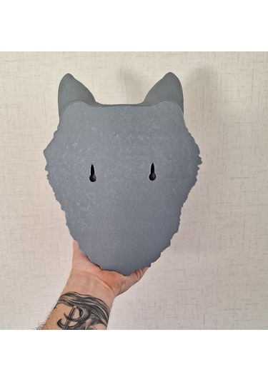 Gri Kurt - Duvar Dekorasyonu Ve Kulaklık Tutucu